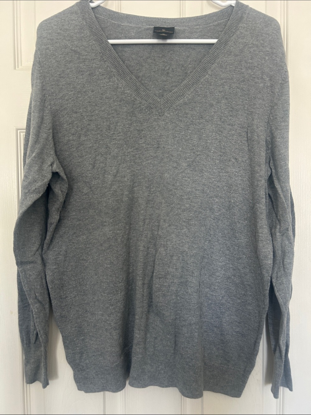 Gray V-Neck Sweater - Women
